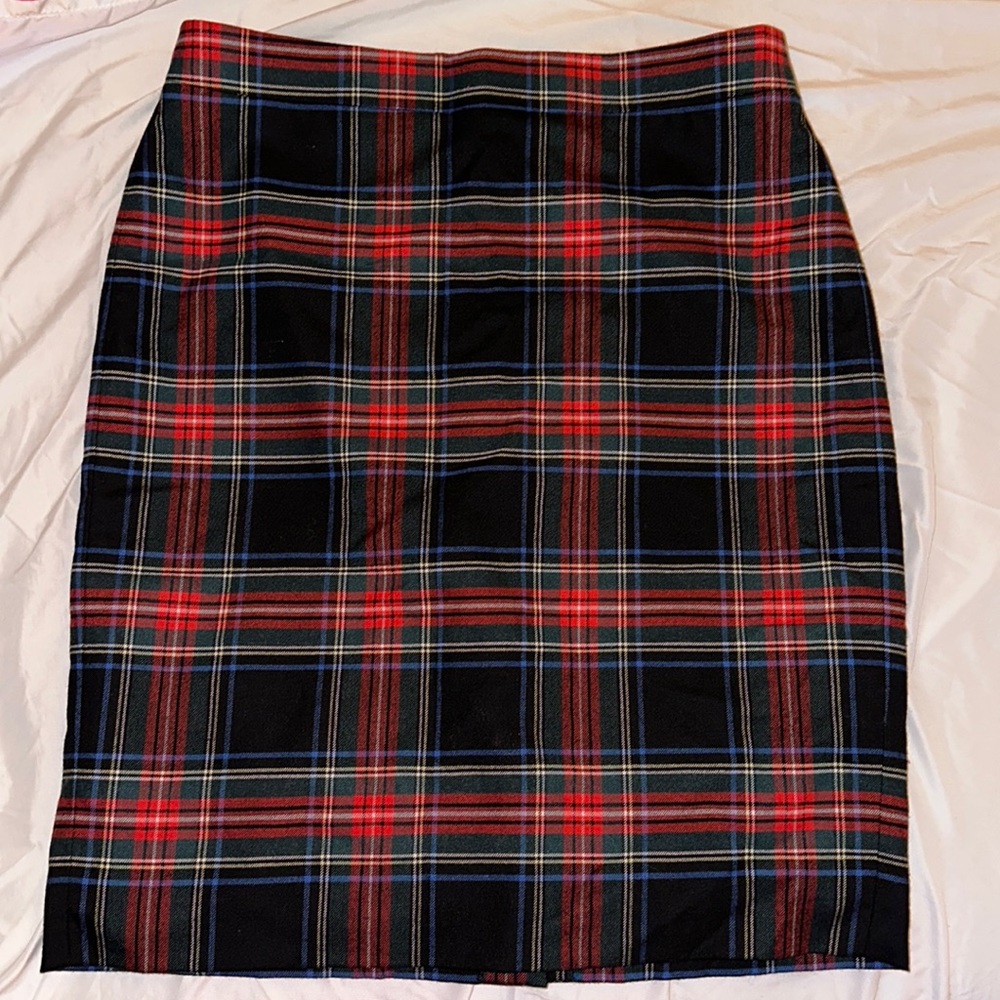 J Crew Red Plaid Tartan Pencil Skirt 22227 Size 6